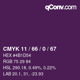 カラーコード: CMYK 11 / 66 / 0 / 67 | qconv.com