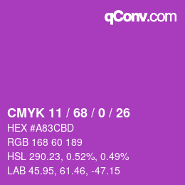 Color code: CMYK 11 / 68 / 0 / 26 | qconv.com