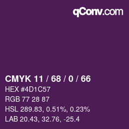 カラーコード: CMYK 11 / 68 / 0 / 66 | qconv.com