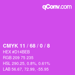 Color code: CMYK 11 / 68 / 0 / 8 | qconv.com