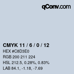 カラーコード: CMYK 11 / 6 / 0 / 12 | qconv.com