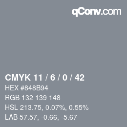 Color code: CMYK 11 / 6 / 0 / 42 | qconv.com