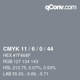 Color code: CMYK 11 / 6 / 0 / 44 | qconv.com