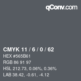 Color code: CMYK 11 / 6 / 0 / 62 | qconv.com