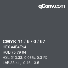 カラーコード: CMYK 11 / 6 / 0 / 67 | qconv.com
