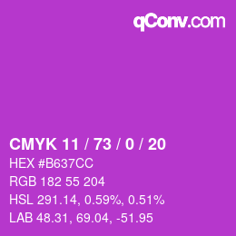 Color code: CMYK 11 / 73 / 0 / 20 | qconv.com