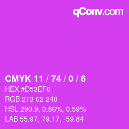Color code: CMYK 11 / 74 / 0 / 6 | qconv.com