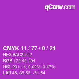 颜色代码: CMYK 11 / 77 / 0 / 24 | qconv.com