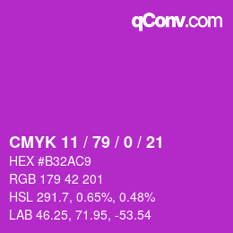 Color code: CMYK 11 / 79 / 0 / 21 | qconv.com
