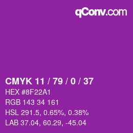 Color code: CMYK 11 / 79 / 0 / 37 | qconv.com