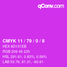 カラーコード: CMYK 11 / 79 / 0 / 8 | qconv.com