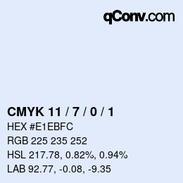 カラーコード: CMYK 11 / 7 / 0 / 1 | qconv.com
