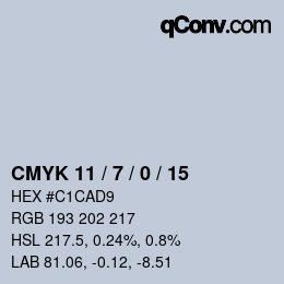 颜色代码: CMYK 11 / 7 / 0 / 15 | qconv.com