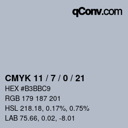 Color code: CMYK 11 / 7 / 0 / 21 | qconv.com