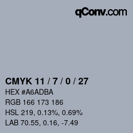 カラーコード: CMYK 11 / 7 / 0 / 27 | qconv.com