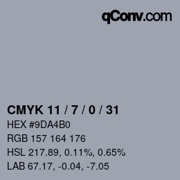 Color code: CMYK 11 / 7 / 0 / 31 | qconv.com