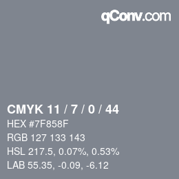 Color code: CMYK 11 / 7 / 0 / 44 | qconv.com