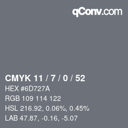 Color code: CMYK 11 / 7 / 0 / 52 | qconv.com