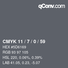 Color code: CMYK 11 / 7 / 0 / 59 | qconv.com