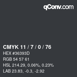 颜色代码: CMYK 11 / 7 / 0 / 76 | qconv.com