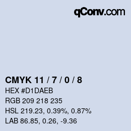 カラーコード: CMYK 11 / 7 / 0 / 8 | qconv.com