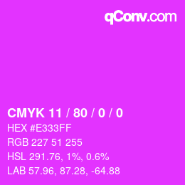 颜色代码: CMYK 11 / 80 / 0 / 0 | qconv.com