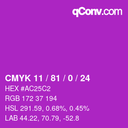 Color code: CMYK 11 / 81 / 0 / 24 | qconv.com