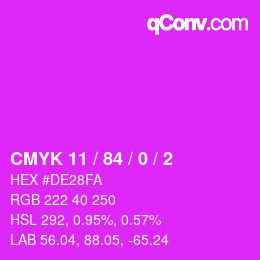 カラーコード: CMYK 11 / 84 / 0 / 2 | qconv.com