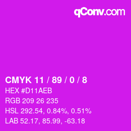 カラーコード: CMYK 11 / 89 / 0 / 8 | qconv.com