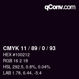 カラーコード: CMYK 11 / 89 / 0 / 93 | qconv.com