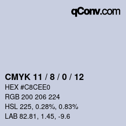 カラーコード: CMYK 11 / 8 / 0 / 12 | qconv.com