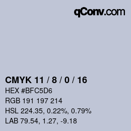 Color code: CMYK 11 / 8 / 0 / 16 | qconv.com