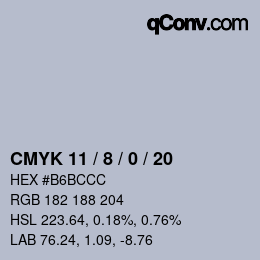 Color code: CMYK 11 / 8 / 0 / 20 | qconv.com