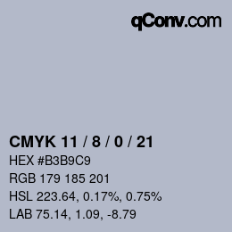 カラーコード: CMYK 11 / 8 / 0 / 21 | qconv.com