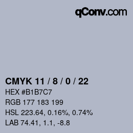 カラーコード: CMYK 11 / 8 / 0 / 22 | qconv.com