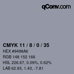 Color code: CMYK 11 / 8 / 0 / 35 | qconv.com