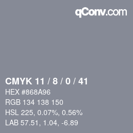 颜色代码: CMYK 11 / 8 / 0 / 41 | qconv.com