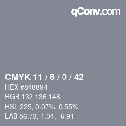 カラーコード: CMYK 11 / 8 / 0 / 42 | qconv.com