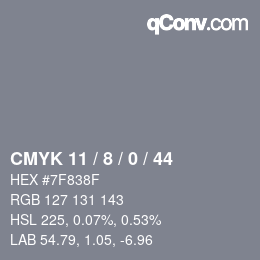 颜色代码: CMYK 11 / 8 / 0 / 44 | qconv.com