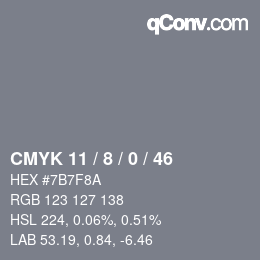 颜色代码: CMYK 11 / 8 / 0 / 46 | qconv.com