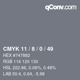 Color code: CMYK 11 / 8 / 0 / 49 | qconv.com