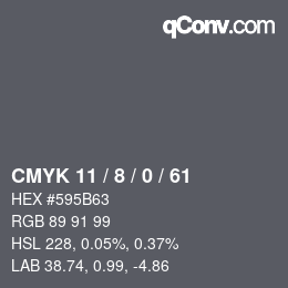 カラーコード: CMYK 11 / 8 / 0 / 61 | qconv.com