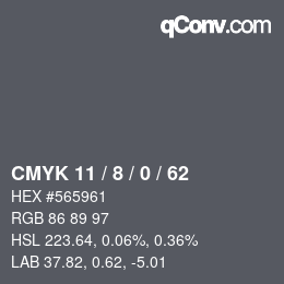 カラーコード: CMYK 11 / 8 / 0 / 62 | qconv.com