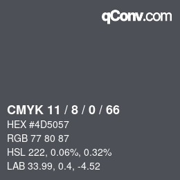 颜色代码: CMYK 11 / 8 / 0 / 66 | qconv.com