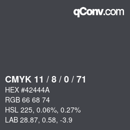 Color code: CMYK 11 / 8 / 0 / 71 | qconv.com