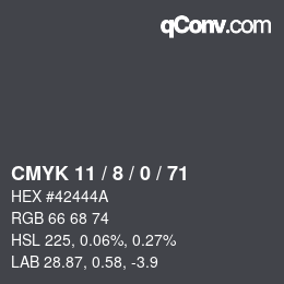 Color code: CMYK 11 / 8 / 0 / 71 | qconv.com