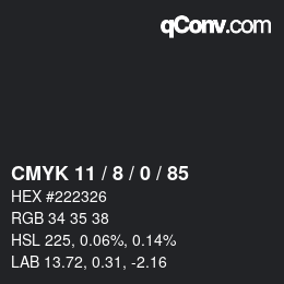 颜色代码: CMYK 11 / 8 / 0 / 85 | qconv.com