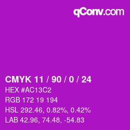 Color code: CMYK 11 / 90 / 0 / 24 | qconv.com