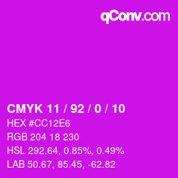 颜色代码: CMYK 11 / 92 / 0 / 10 | qconv.com