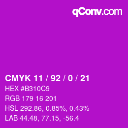 カラーコード: CMYK 11 / 92 / 0 / 21 | qconv.com
